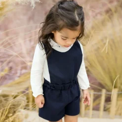 Girls Blue Dungaree Shorts
