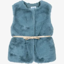 Girls Blue Faux Fur Gilet