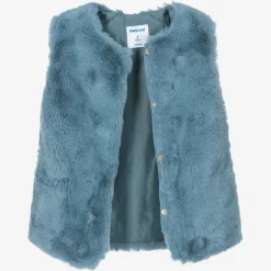 Girls Blue Faux Fur Gilet