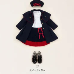 Girls Blue Felted Cape Coat