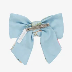 Girls Blue Floral Bow Hair Clip (14cm)
