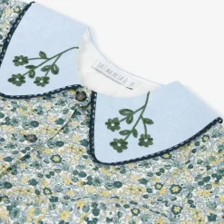 Girls Blue Floral Cotton Dress