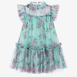 Girls Blue Floral Dress