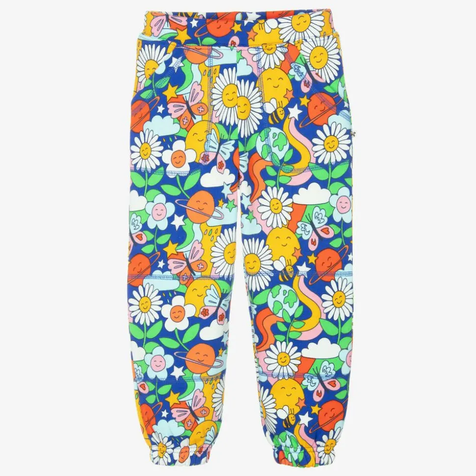Girls Blue Floral Organic Cotton Joggers