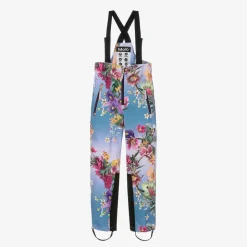 Girls Blue Floral Ski Salopettes