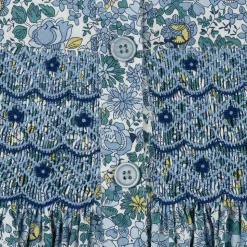 Girls Blue Floral Smocked Cotton Dress