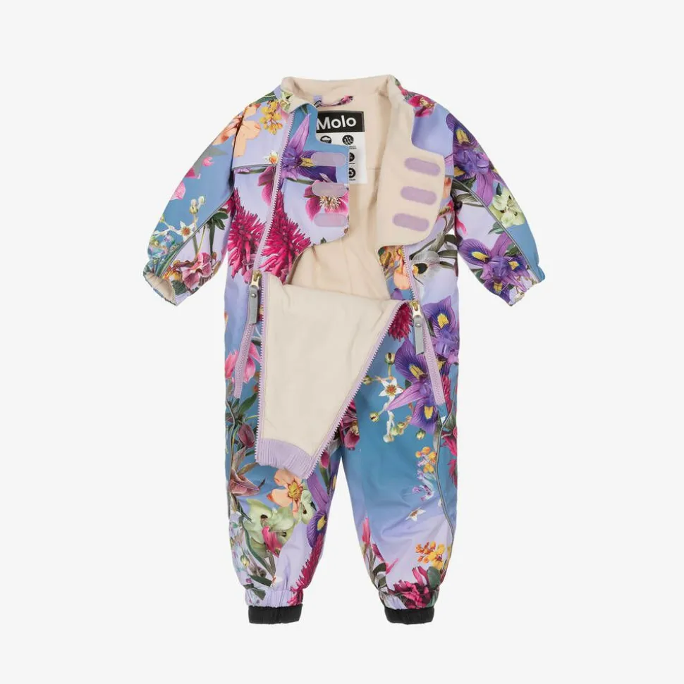 Girls Blue Floral Snowsuit