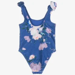 Girls Blue Floral Swimsuit