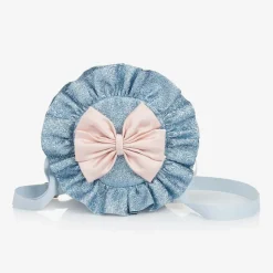 Girls Blue Glitter & Pink Bow Bag (12cm)