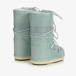 Girls Blue Glitter Snow Boots