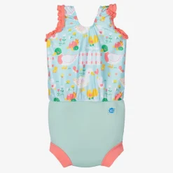 Girls Blue Happy Nappy Swimsuit (UPF50+)