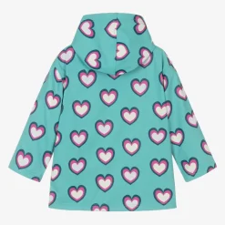 Girls Blue Heart Print Raincoat