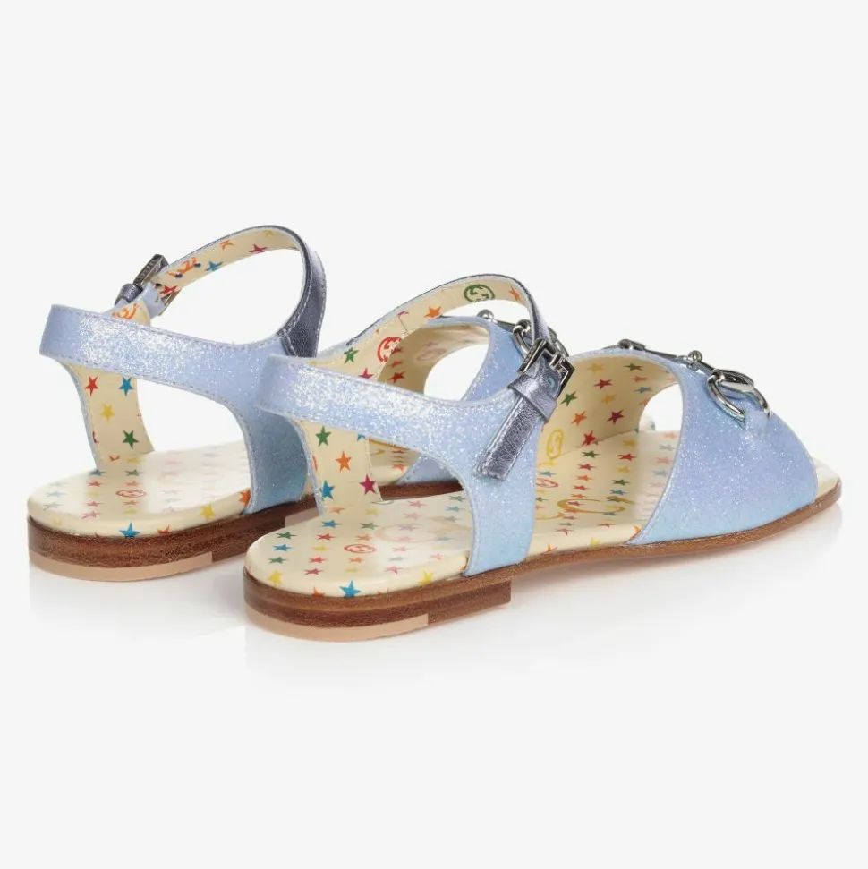 Girls Blue Horsebit Sandals