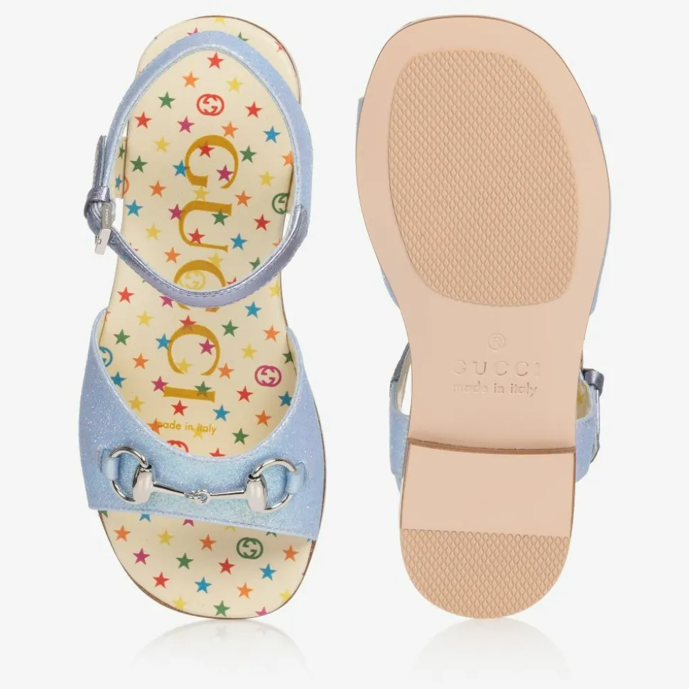 Girls Blue Horsebit Sandals