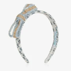 Girls Blue Houndstooth Sparkle Hairband