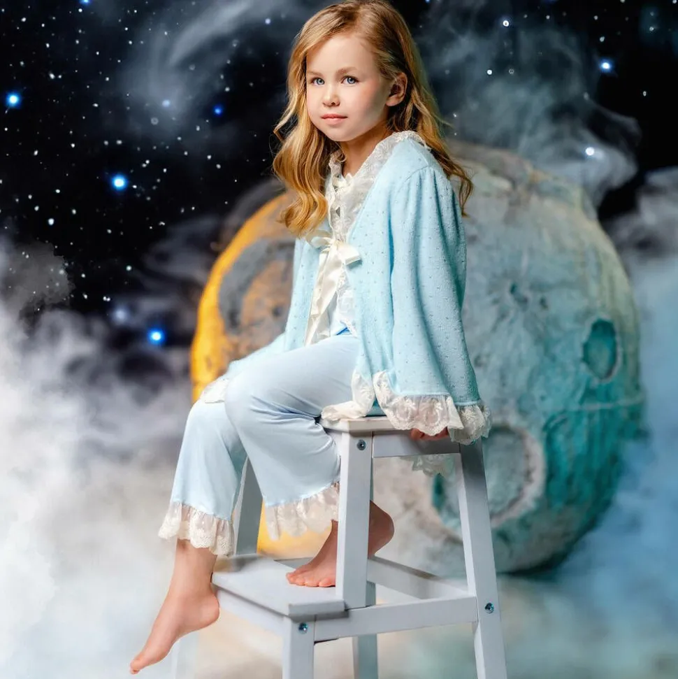 Girls Blue Knitted Dressing Gown