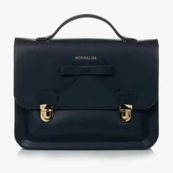 Girls Blue Leather Satchel (34cm)