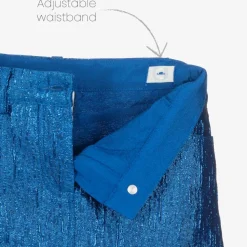 Girls Blue Metallic Jacquard Skirt