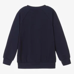 Girls Blue Organic Cotton Bow Sweatshirt