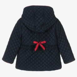 Girls Blue Quilted Hooded Jacket