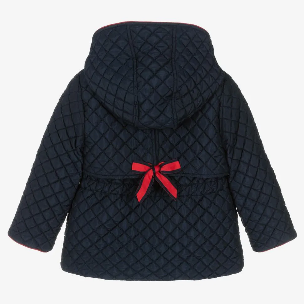Girls Blue Quilted Hooded Jacket