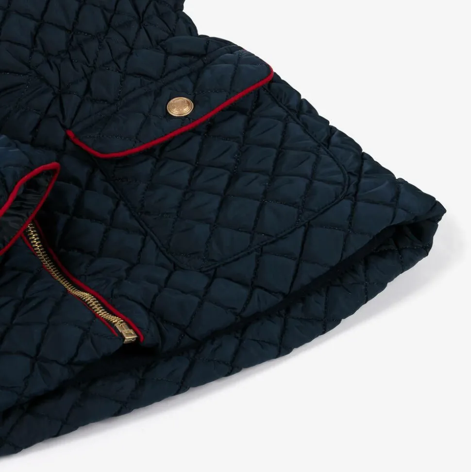Girls Blue Quilted Hooded Jacket