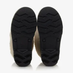 Girls Blue Rubber & Faux Fur Rain Boots