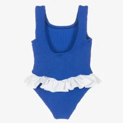 Girls Blue Ruffle Crinkle Swimsuit