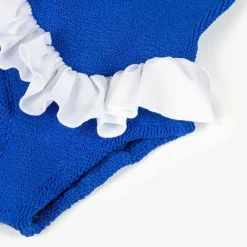 Girls Blue Ruffle Crinkle Swimsuit