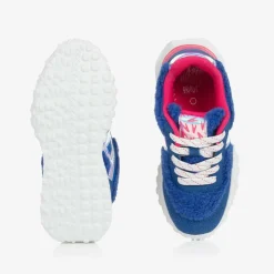 Girls Blue Sherpa & Faux Suede Trainers