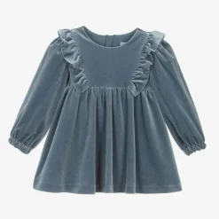 Girls Blue Sparkly Velour Dress