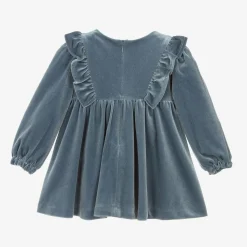Girls Blue Sparkly Velour Dress