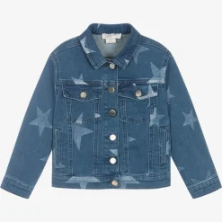 Girls Blue Star Print Denim Jacket