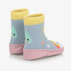 Girls Blue Sun Slipper Socks