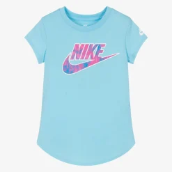 Girls Blue Swoosh Logo T-Shirt