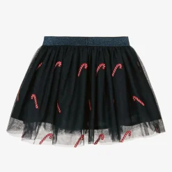 Girls Blue Tulle Candy Cane Skirt
