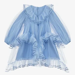 Girls Blue Tulle Ruffle Dress