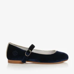 Girls Blue Velvet Mary Jane Pumps