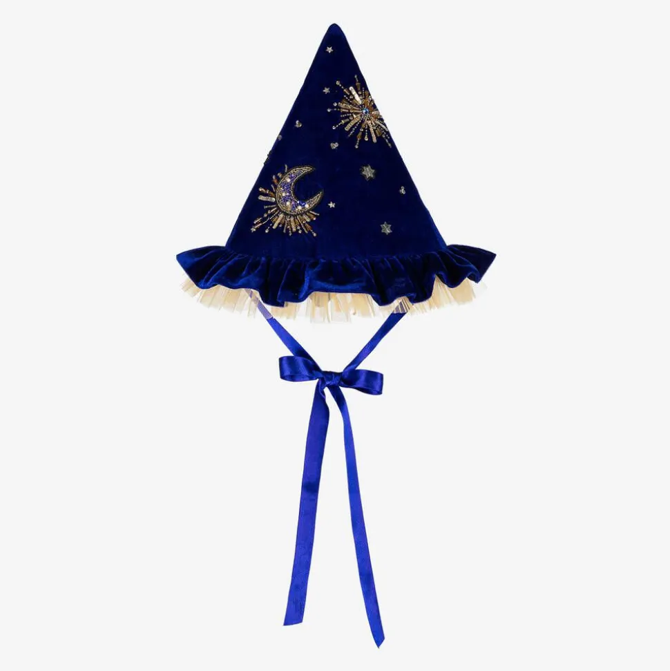 Girls Blue Velvet Wizard Hat