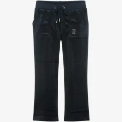 Girls Blue Wide Leg Velour Joggers