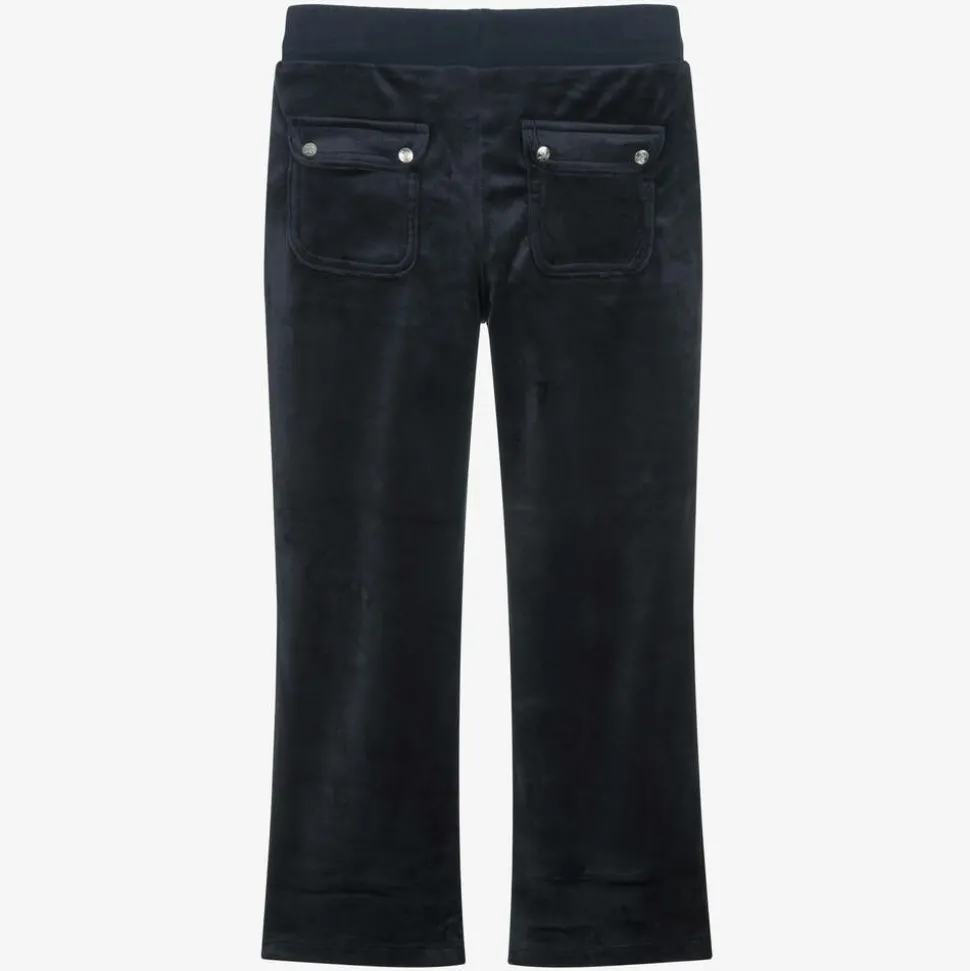 Girls Blue Wide Leg Velour Joggers