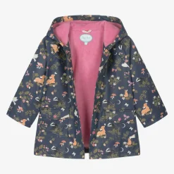 Girls Blue Woodland Print Raincoat