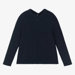 Girls Blue Wool & Cashmere Knit Sweater