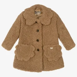Girls Brown Bouclé Coat