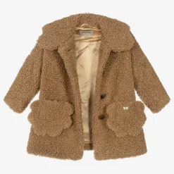 Girls Brown Bouclé Coat
