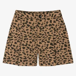 Girls Brown Cheetah Print Shorts