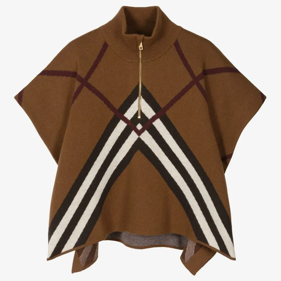 Girls Brown Chevron Cashmere Cape