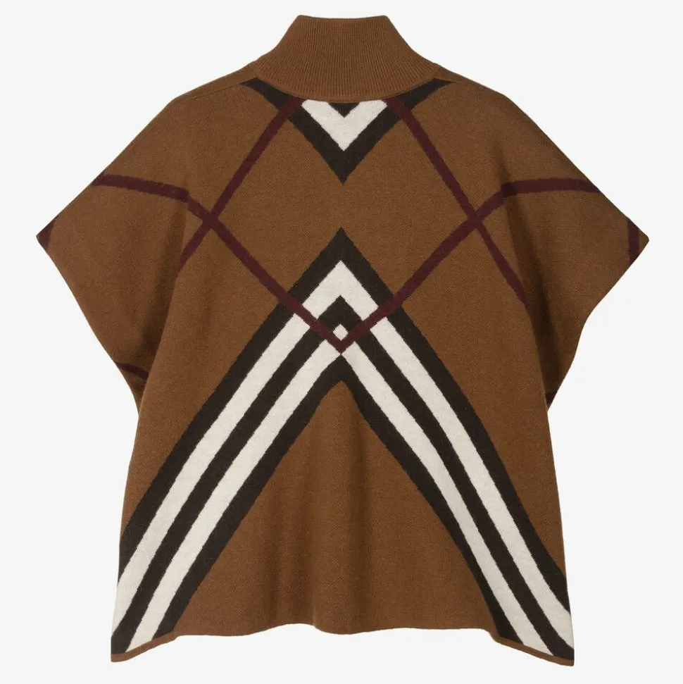 Girls Brown Chevron Cashmere Cape