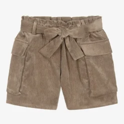 Girls Brown Corduroy Shorts