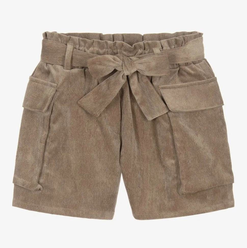 Girls Brown Corduroy Shorts